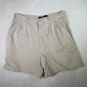 Dockers Classic Khakis Beige Pleated High Waist Shorts Size 16‎ Cotton